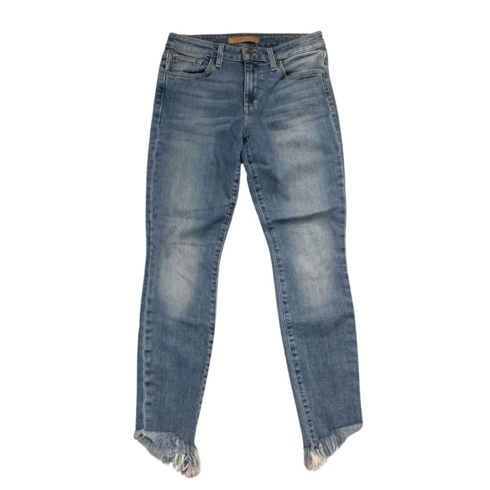 Joe’s The Icon Mid Rise Skinny Ankle Jeans Size 26 Cropped Frayed Asymmetrical